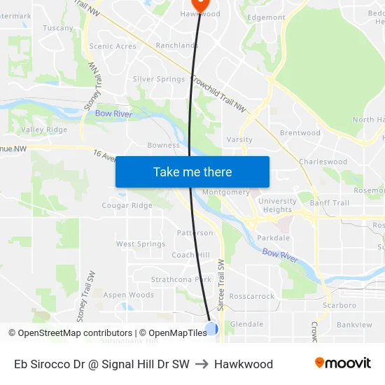 Eb Sirocco Dr @ Signal Hill Dr SW to Hawkwood map