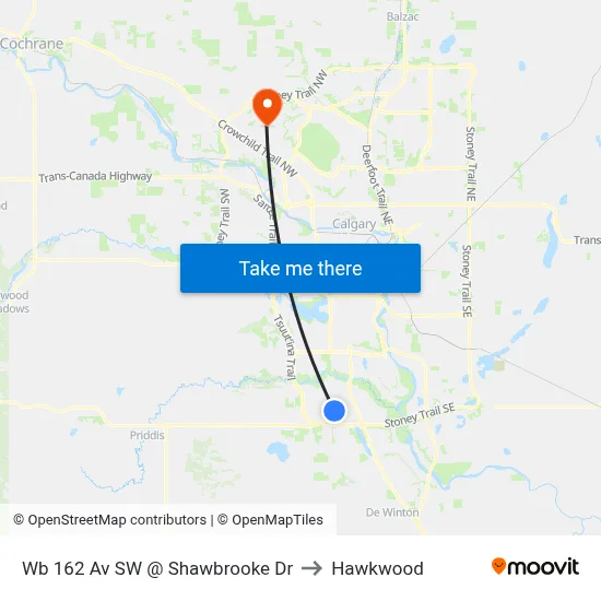 Wb 162 Av SW @ Shawbrooke Dr to Hawkwood map