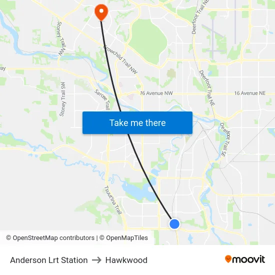 Anderson Lrt Station to Hawkwood map