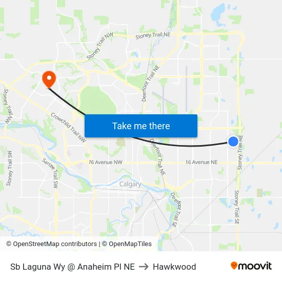 Sb Laguna Wy @ Anaheim Pl NE to Hawkwood map