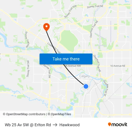 Wb 25 Av SW @ Erlton Rd to Hawkwood map