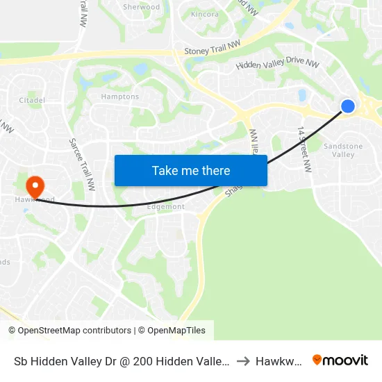 Sb Hidden Valley Dr @ 200 Hidden Valley Pl NW to Hawkwood map