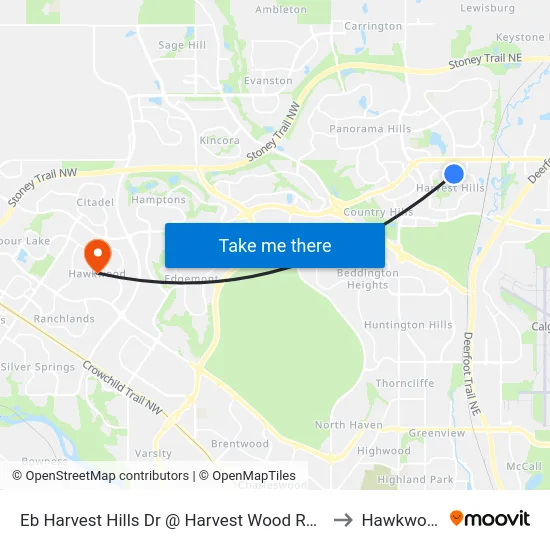 Eb Harvest Hills Dr @ Harvest Wood Rd NE to Hawkwood map