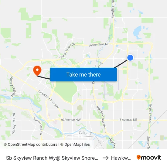 Sb Skyview Ranch Wy@ Skyview Shores Li NE to Hawkwood map