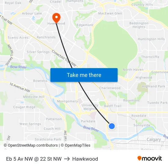 Eb 5 Av NW @ 22 St NW to Hawkwood map