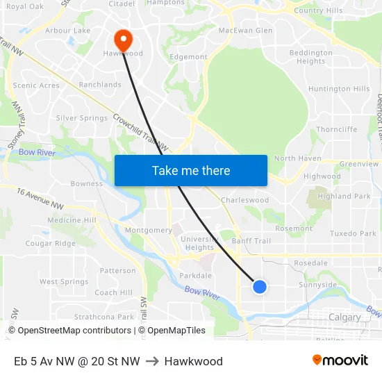Eb 5 Av NW @ 20 St NW to Hawkwood map