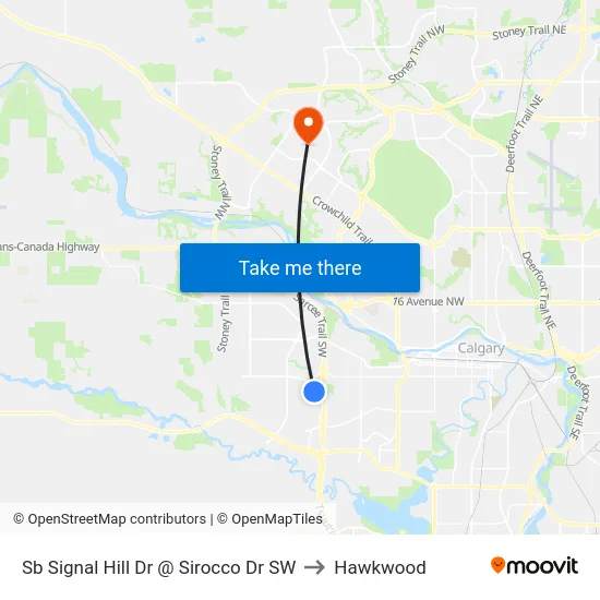 Sb Signal Hill Dr @ Sirocco Dr SW to Hawkwood map