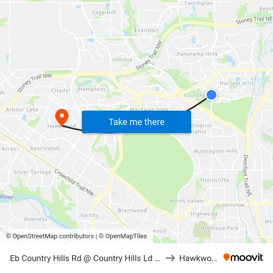 Eb Country Hills Rd @ Country Hills Ld NW to Hawkwood map