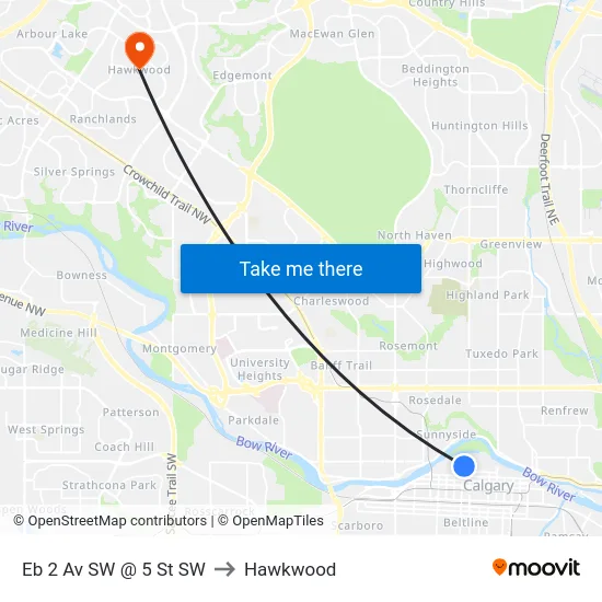 Eb 2 Av SW @ 5 St SW to Hawkwood map
