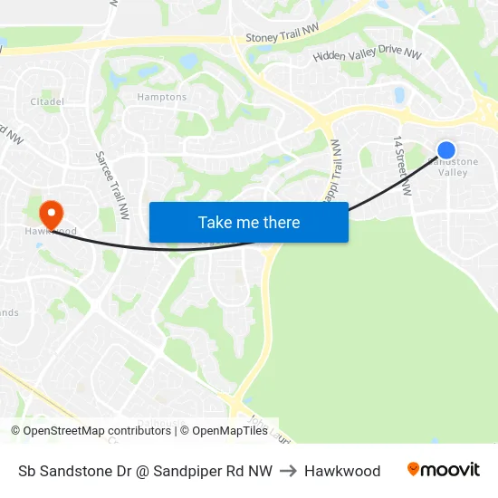 Sb Sandstone Dr @ Sandpiper Rd NW to Hawkwood map