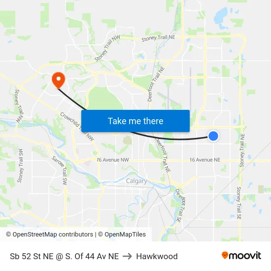 Sb 52 St NE @ S. Of 44 Av NE to Hawkwood map