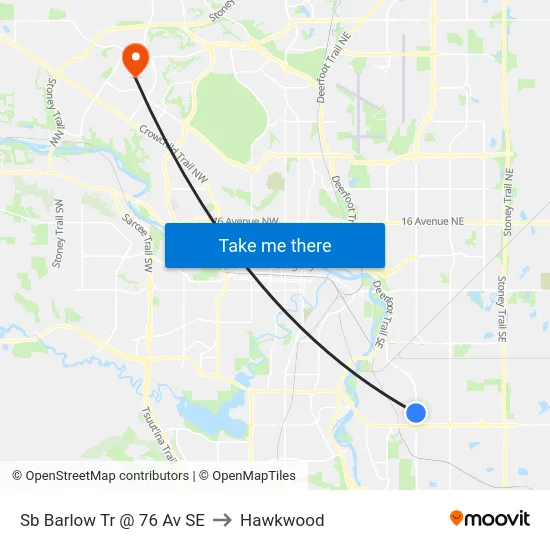 Sb Barlow Tr @ 76 Av SE to Hawkwood map