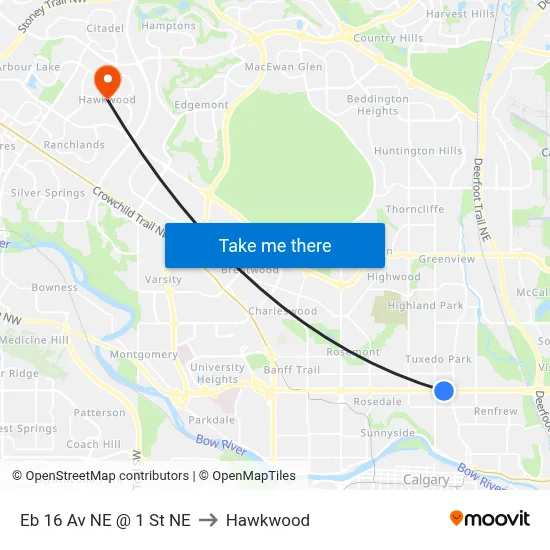 Eb 16 Av NE @ 1 St NE to Hawkwood map