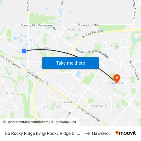 Eb Rocky Ridge Bv @ Rocky Ridge Dr NW to Hawkwood map