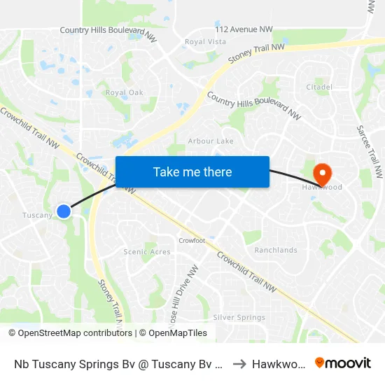Nb Tuscany Springs Bv @ Tuscany Bv NW to Hawkwood map