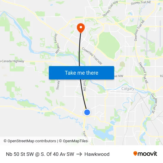 Nb 50 St SW @ S. Of 40 Av SW to Hawkwood map
