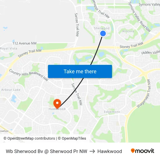 Wb Sherwood Bv @ Sherwood Pr NW to Hawkwood map