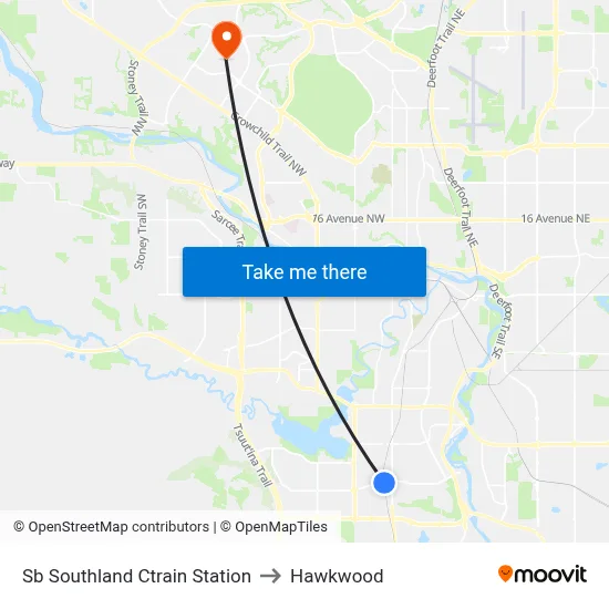 Sb Southland Ctrain Station to Hawkwood map