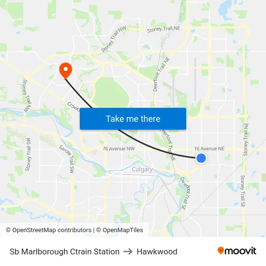 Sb Marlborough Ctrain Station to Hawkwood map