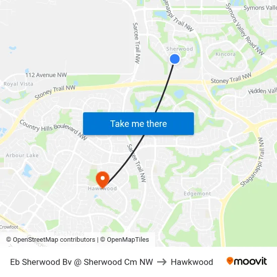 Eb Sherwood Bv @ Sherwood Cm NW to Hawkwood map