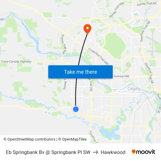 Eb Springbank Bv @ Springbank Pl SW to Hawkwood map