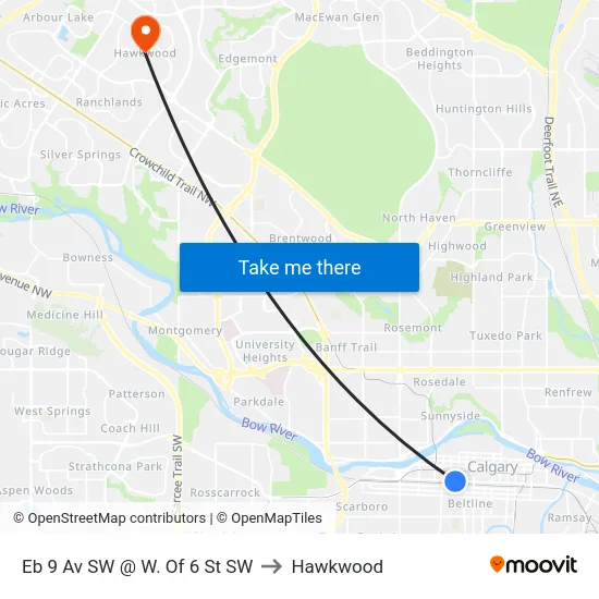 Eb 9 Av SW @ W. Of 6 St SW to Hawkwood map
