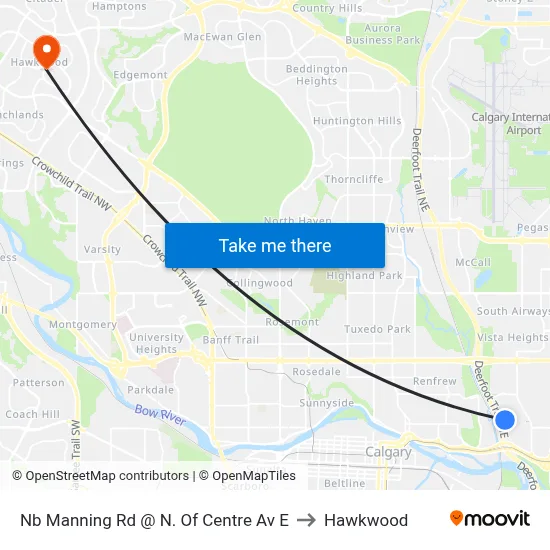 Nb Manning Rd @ N. Of Centre Av E to Hawkwood map