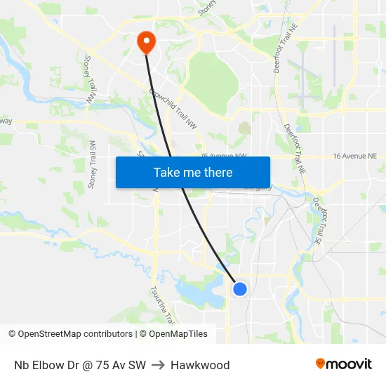 Nb Elbow Dr @ 75 Av SW to Hawkwood map