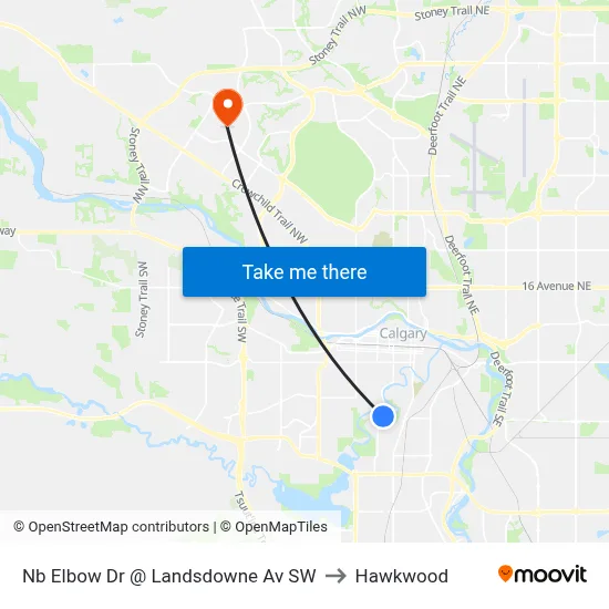 Nb Elbow Dr @ Landsdowne Av SW to Hawkwood map