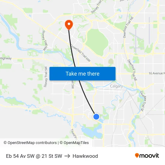 Eb 54 Av SW @ 21 St SW to Hawkwood map