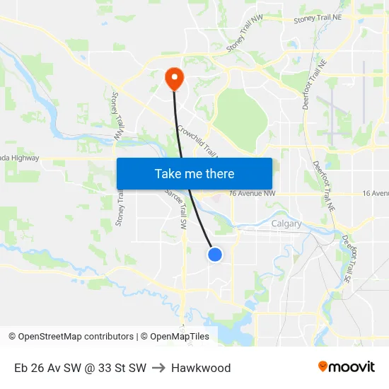 Eb 26 Av SW @ 33 St SW to Hawkwood map