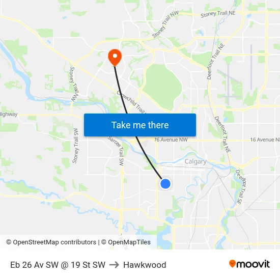 Eb 26 Av SW @ 19 St SW to Hawkwood map