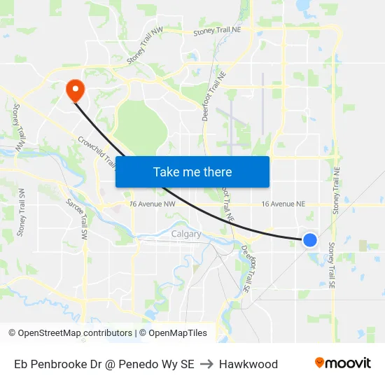 Eb Penbrooke Dr @ Penedo Wy SE to Hawkwood map