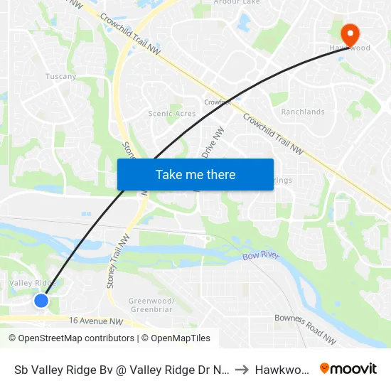 Sb Valley Ridge Bv @ Valley Ridge Dr NW to Hawkwood map