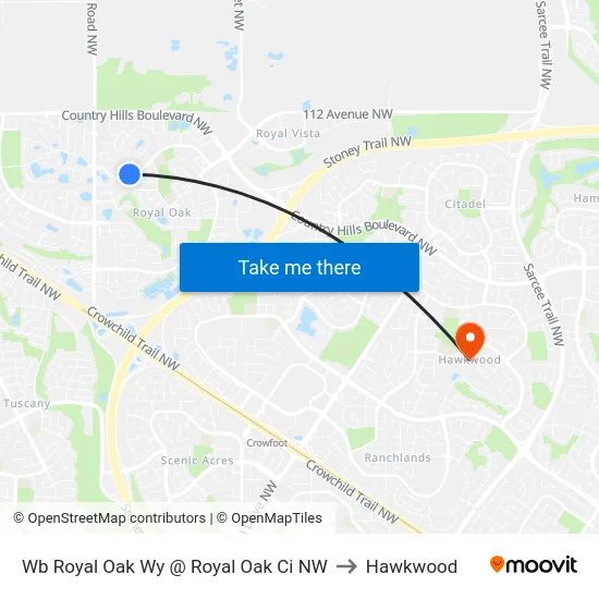 Wb  Royal Oak Wy @  Royal Oak Ci NW to Hawkwood map