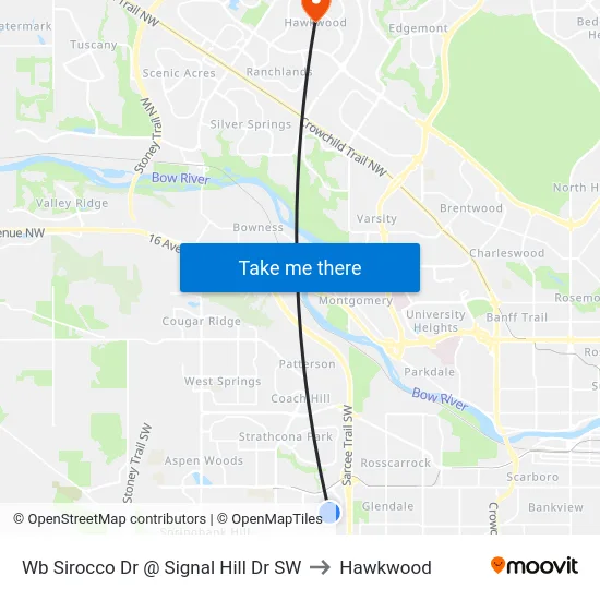 Wb Sirocco Dr @ Signal Hill Dr SW to Hawkwood map