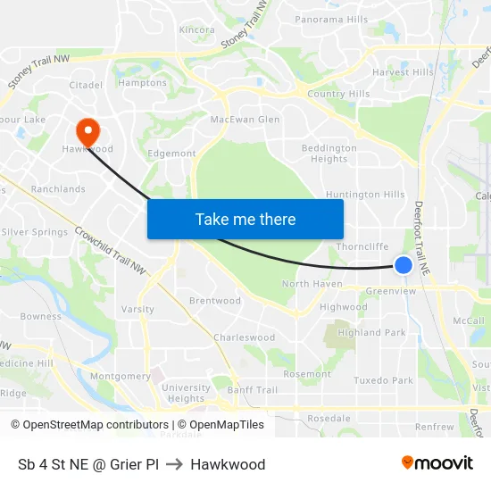 Sb 4 St NE @ Grier Pl to Hawkwood map