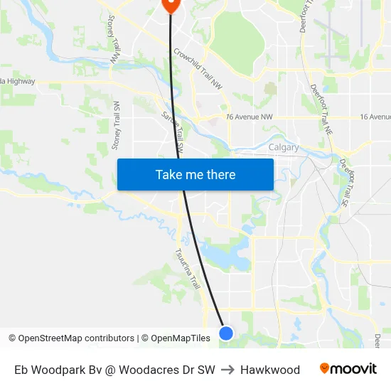 Eb Woodpark Bv @ Woodacres Dr SW to Hawkwood map