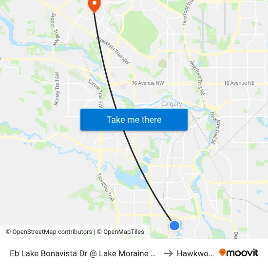 Eb Lake Bonavista Dr @ Lake Moraine Pl SE to Hawkwood map