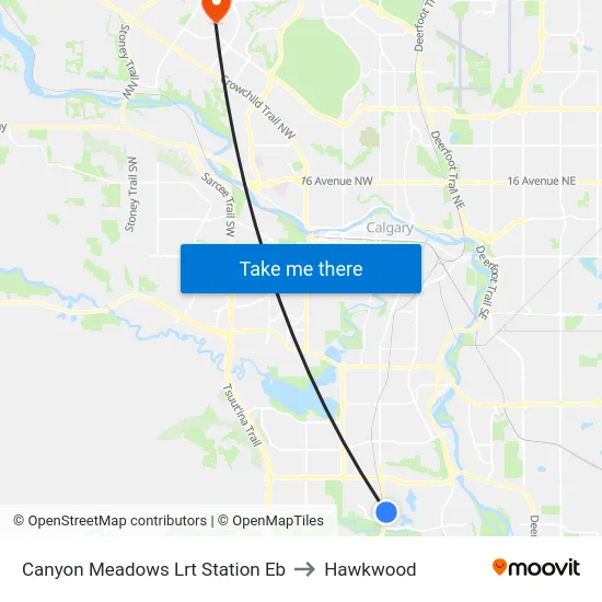 Canyon Meadows Lrt Station Eb to Hawkwood map