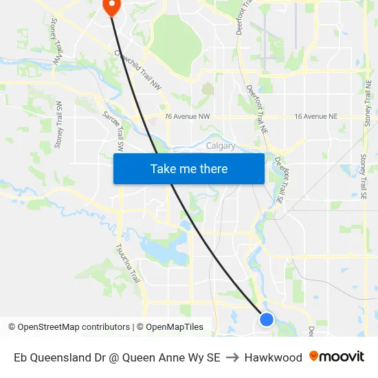Eb Queensland Dr @ Queen Anne Wy SE to Hawkwood map
