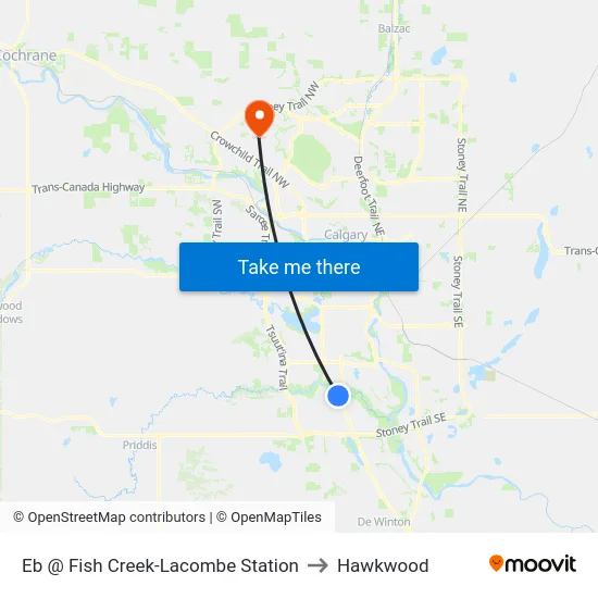 Eb @ Fish Creek-Lacombe Station to Hawkwood map