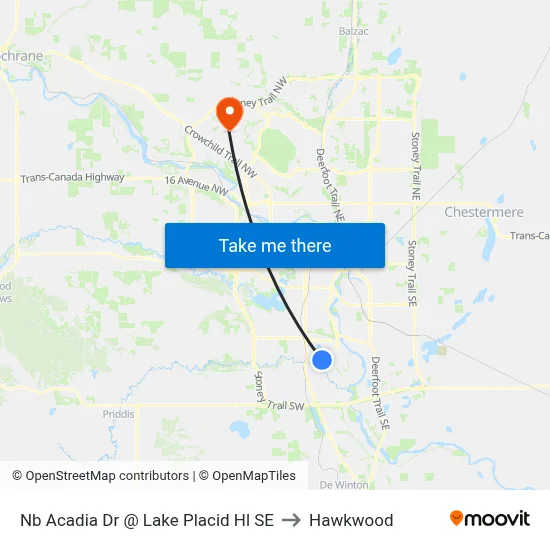 Nb Acadia Dr @ Lake Placid Hl SE to Hawkwood map