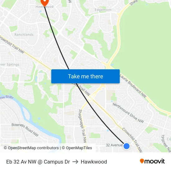 Eb 32 Av NW @ Campus Dr to Hawkwood map