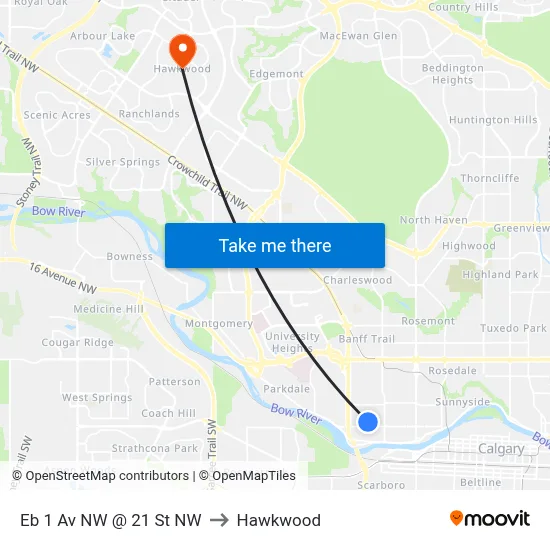 Eb 1 Av NW @ 21 St NW to Hawkwood map