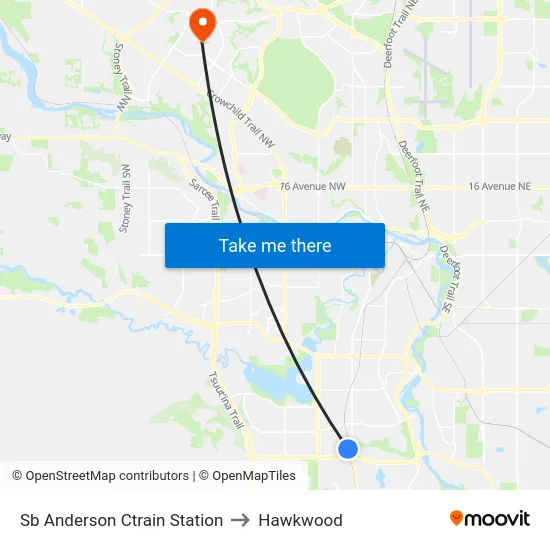 Sb Anderson Ctrain Station to Hawkwood map
