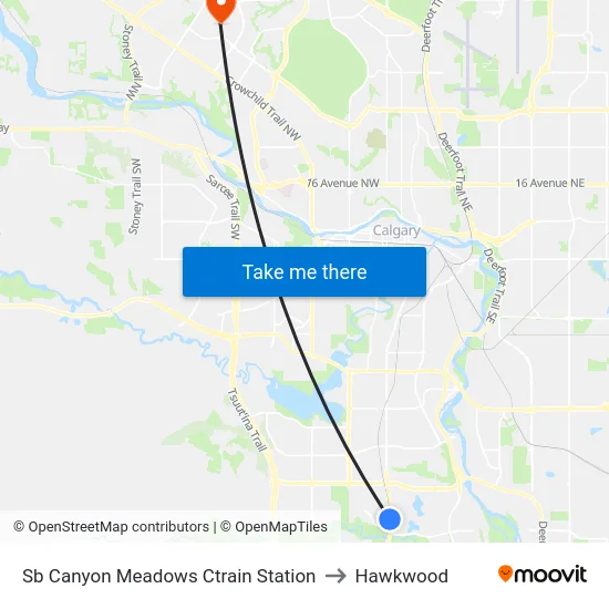 Sb Canyon Meadows Ctrain Station to Hawkwood map