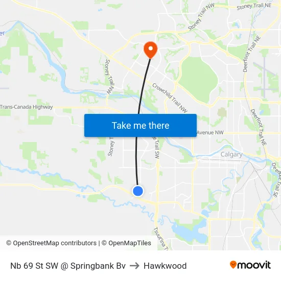 Nb 69 St SW @ Springbank Bv to Hawkwood map