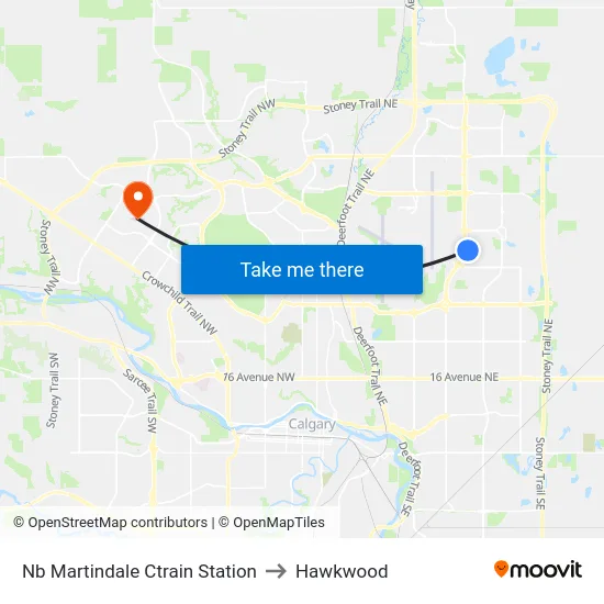 Nb Martindale Ctrain Station to Hawkwood map