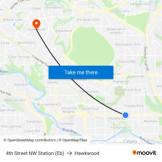 4th Street NW Station (Eb) to Hawkwood map